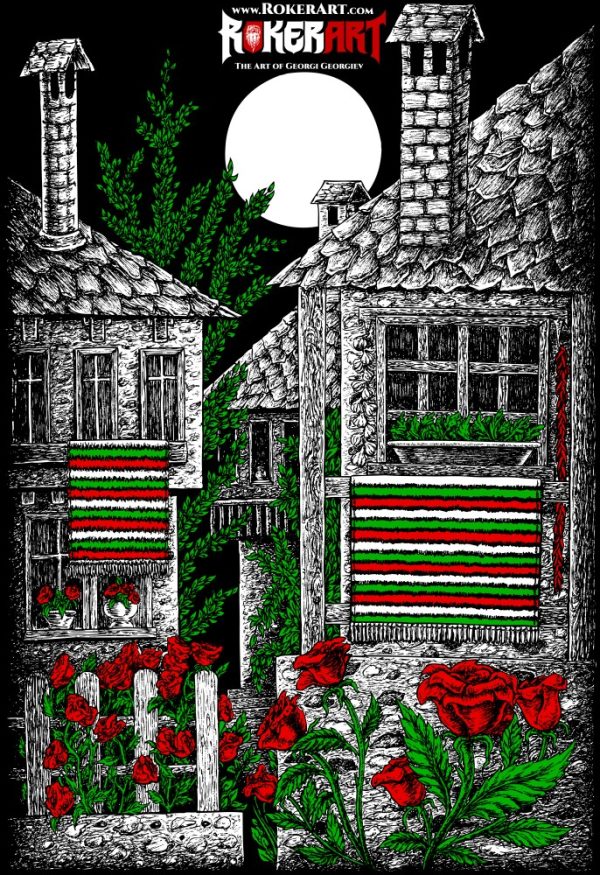 Village Moon Folklore Graphic Artwork