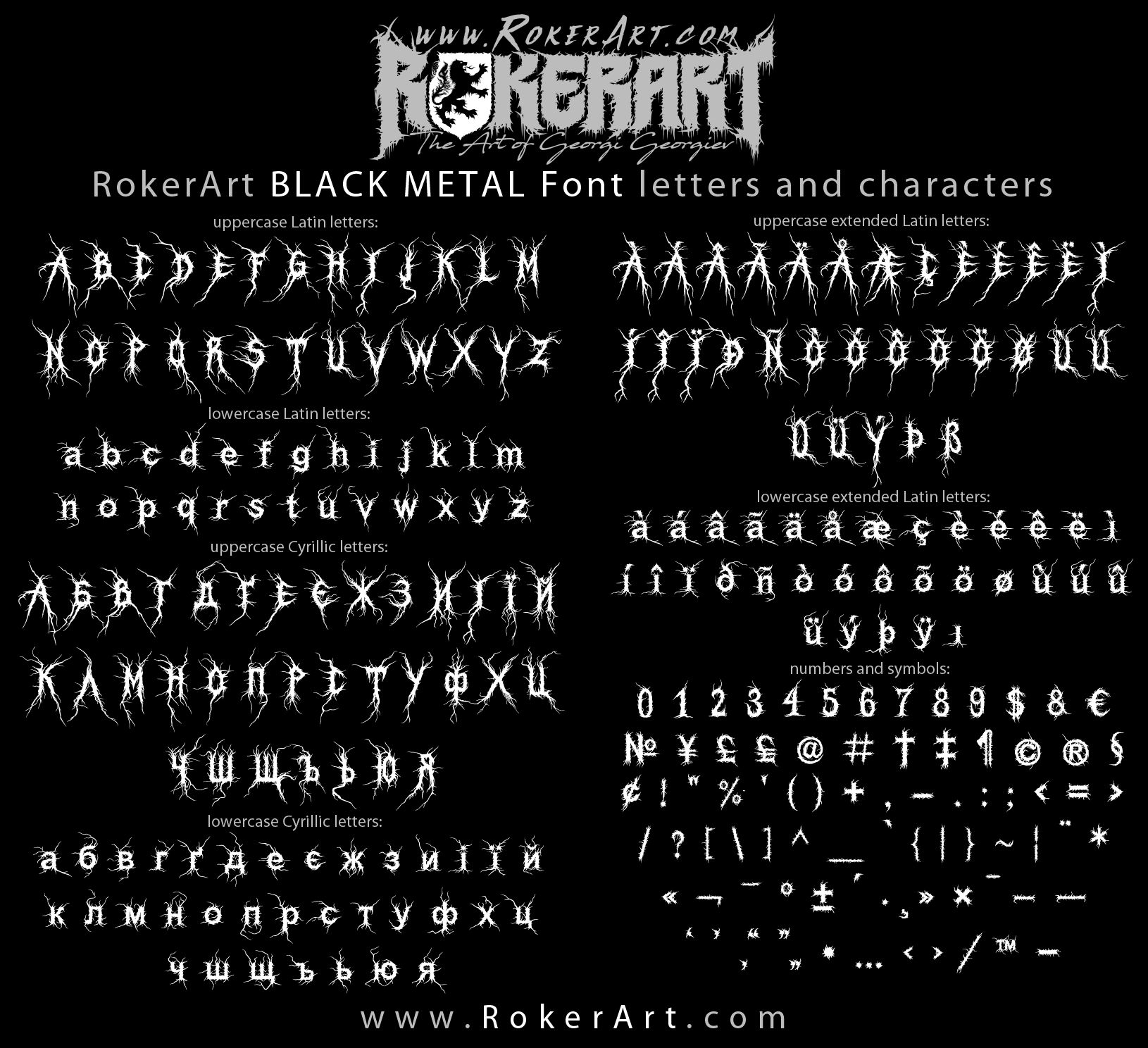 BLACK METAL Font letters and characters