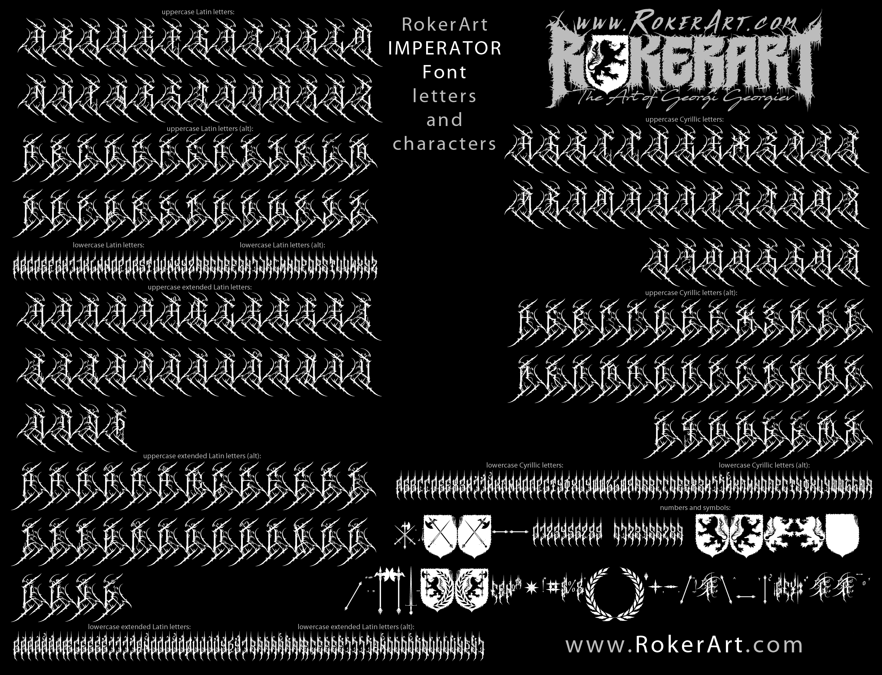 IMPERATOR Font letters and characters