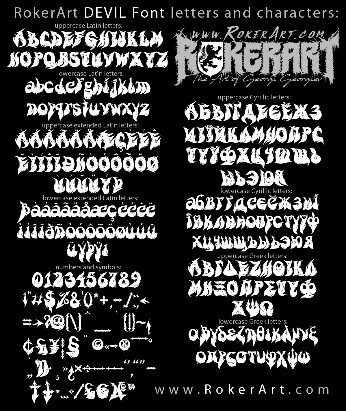 DEVIL Font letters and characters