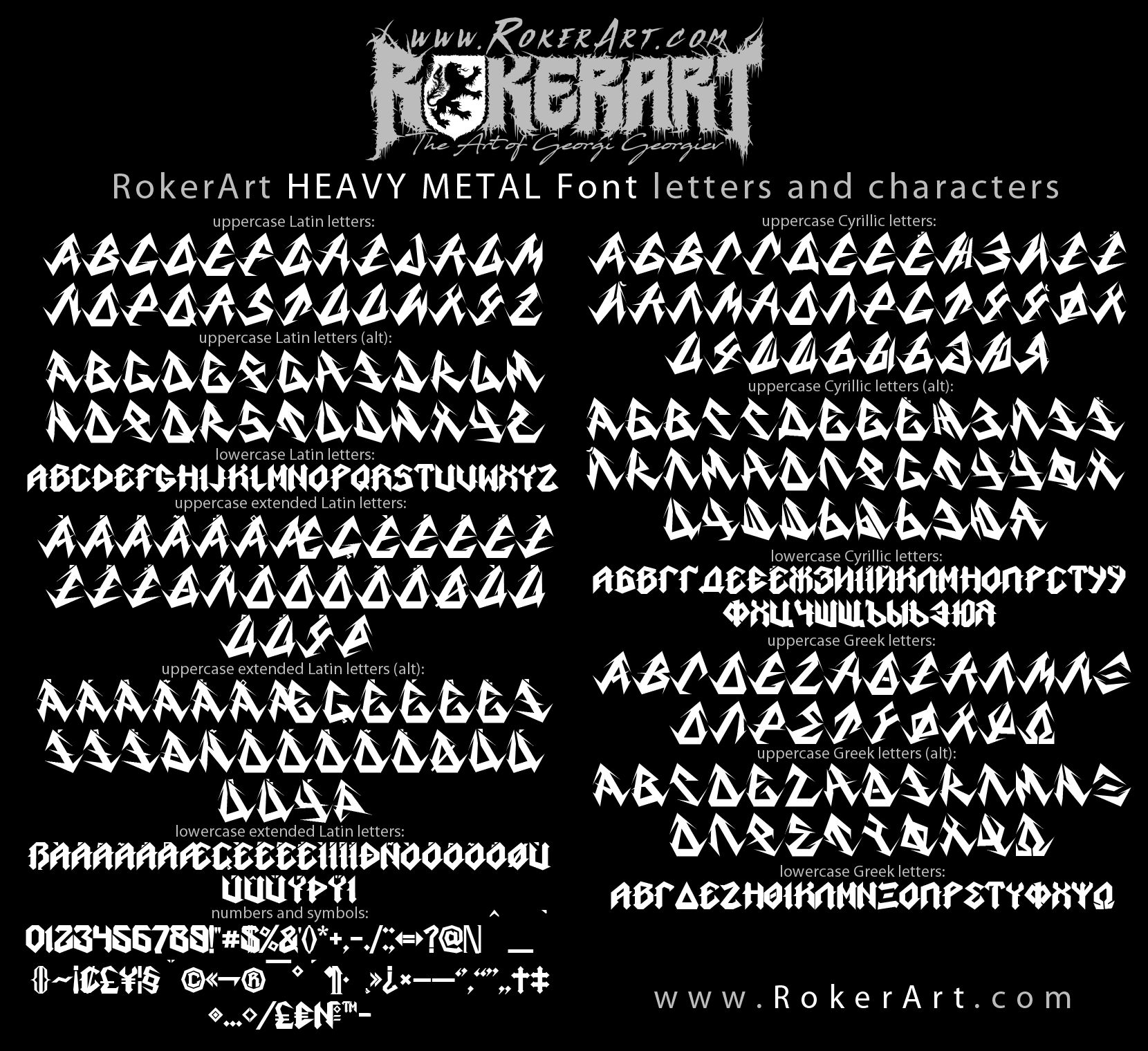 RokerArt HEAVY METAL Font letters and characters