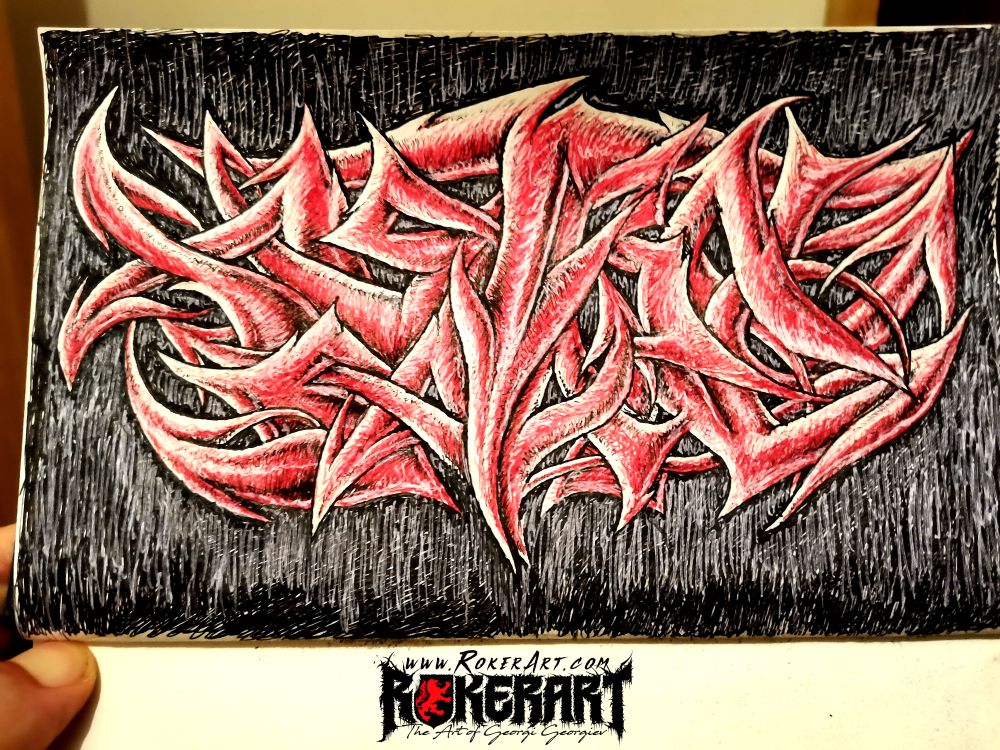 Graffiti-style logo traditional drawing