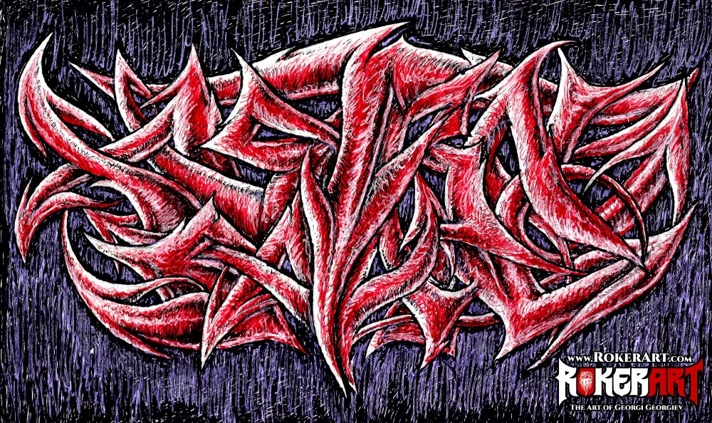 Graffiti-style logo traditional drawing