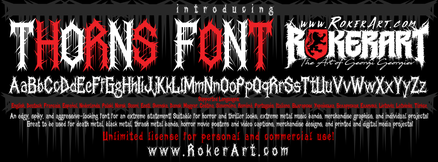 Thorns Font Thriller Horror Extreme Metal Black Death Typeface