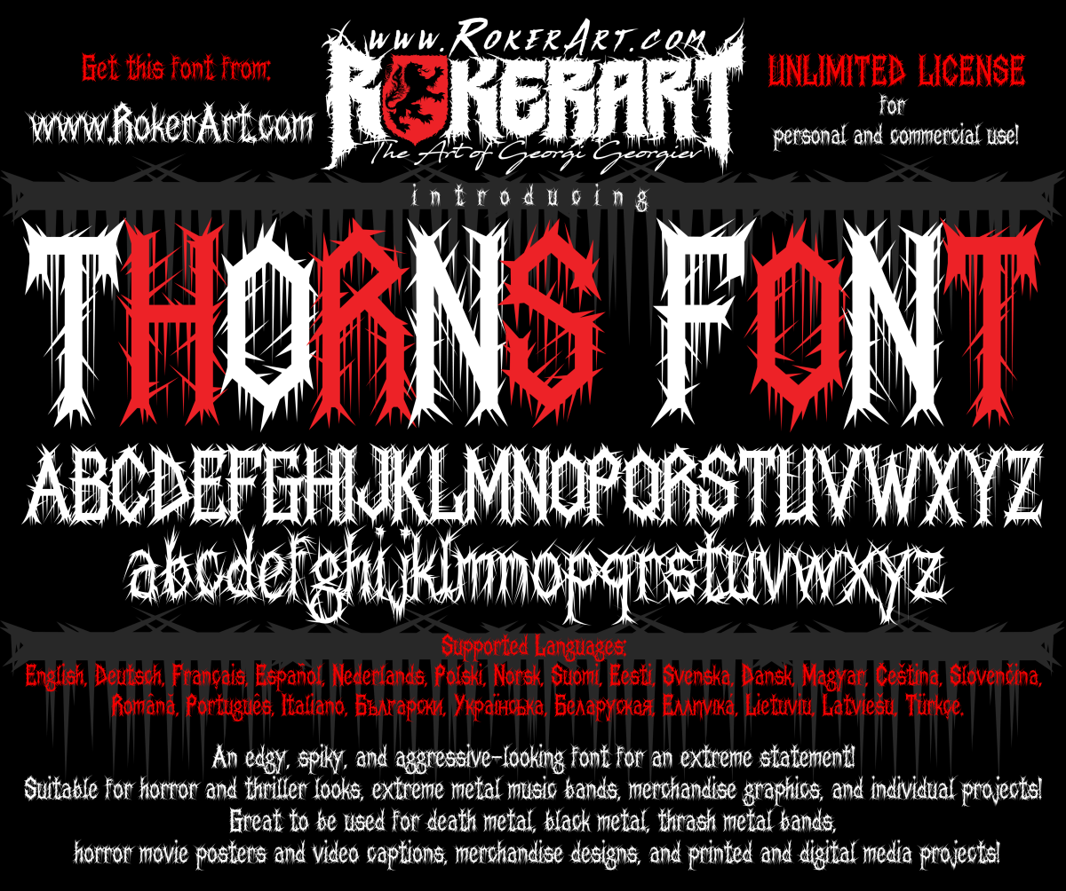 Thorns Font Thriller Horror Extreme Metal Black Death Typeface