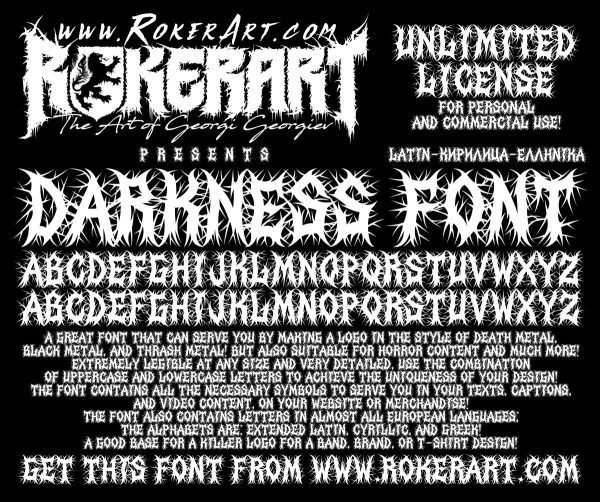 Darkness Font Black Metal Death Thrash Typeface