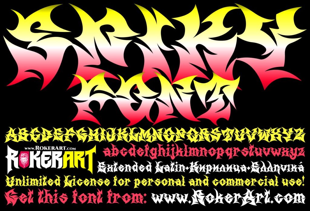 Spiky Font Metal Graffiti Tattoo Typeface