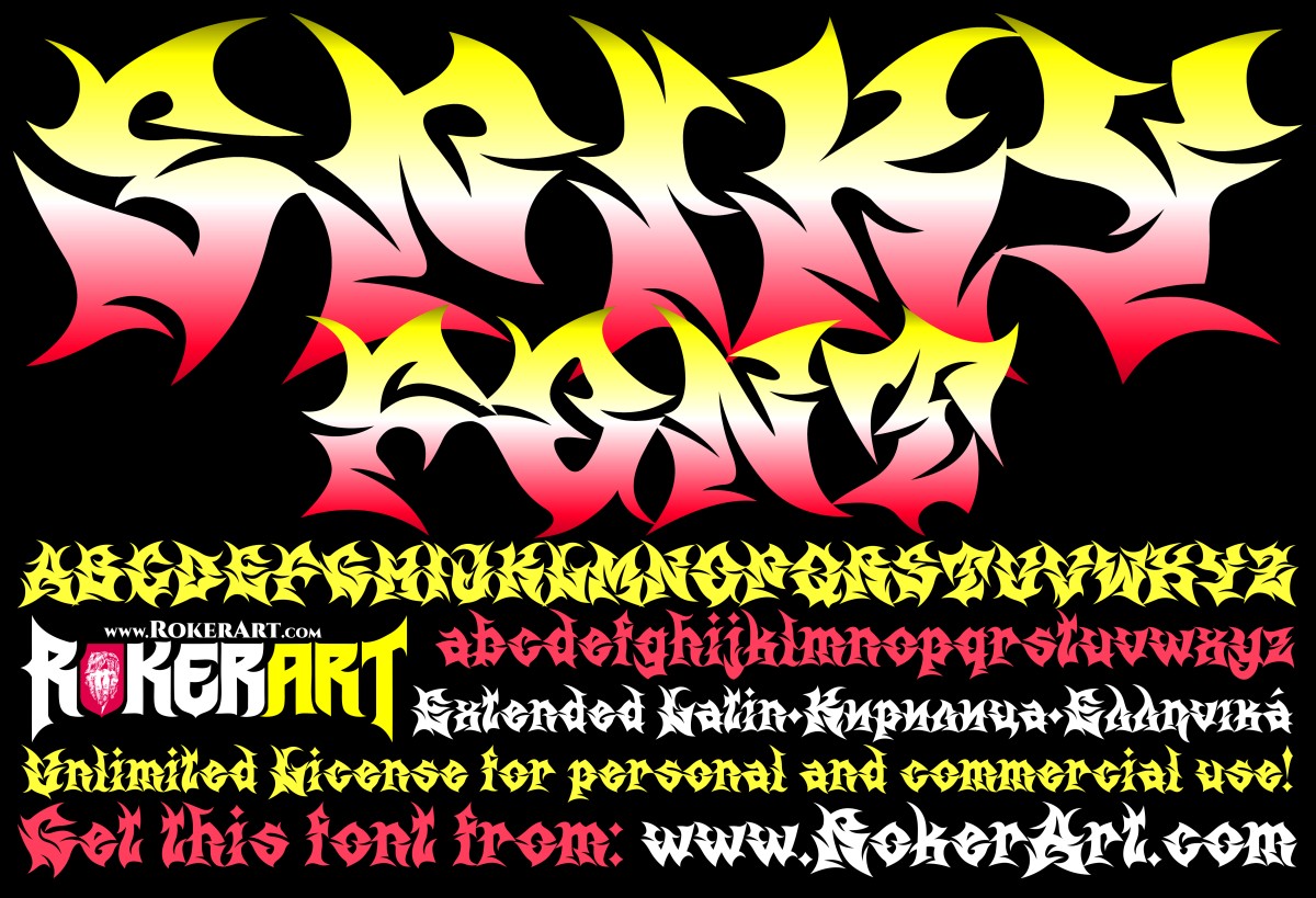 Spiky Font Metal Graffiti Tattoo Typeface